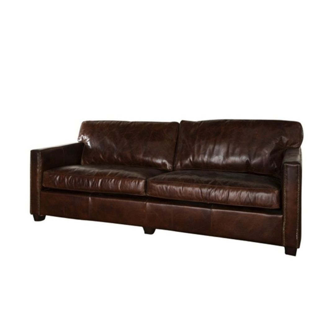 Madison Aged Italian Leather 3 Seater Brown image 0